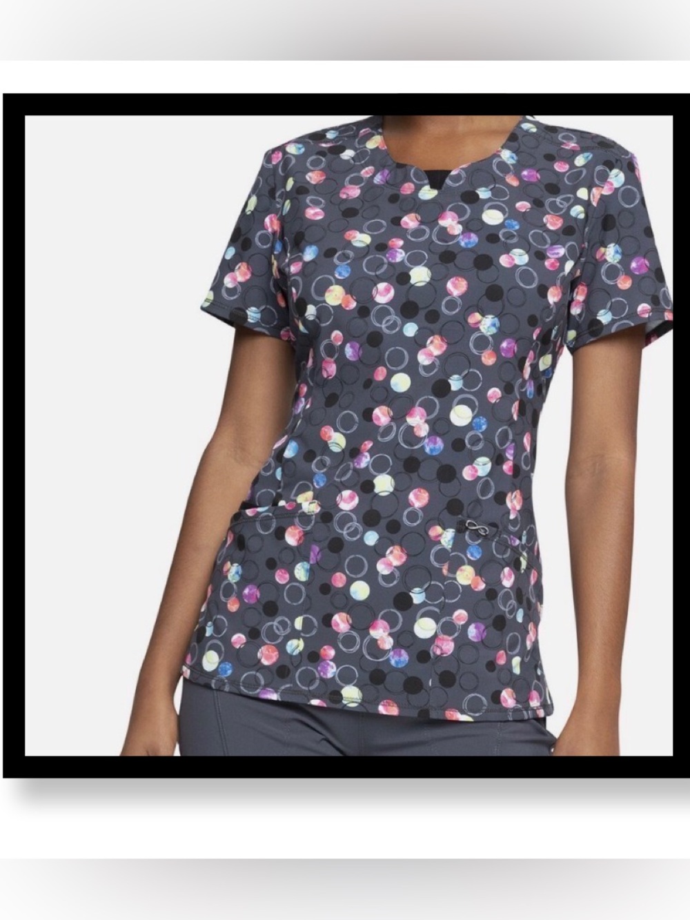NWT Women’s Cherokee Infinity Short-Sleeve Dot Brilliant SCRUB Top